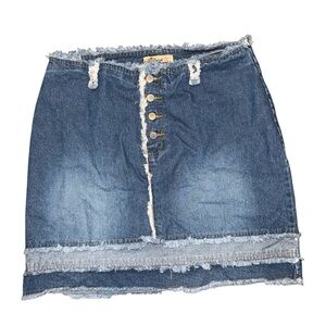 Original Threads Frayed Denim Button-Up Skirt Sz 14